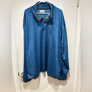 Ocean Coast 4X Big And Tall Blue Pullover Shirt Quarter Snap Long Sleeves NWT
